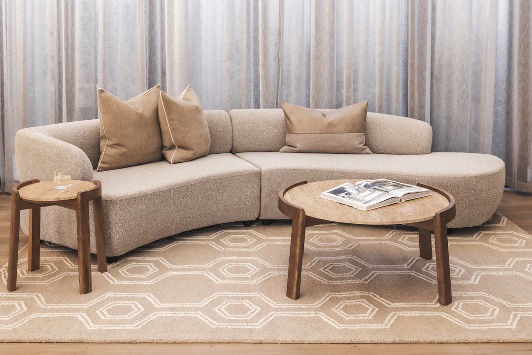 Curved Coffee Table in Travertine