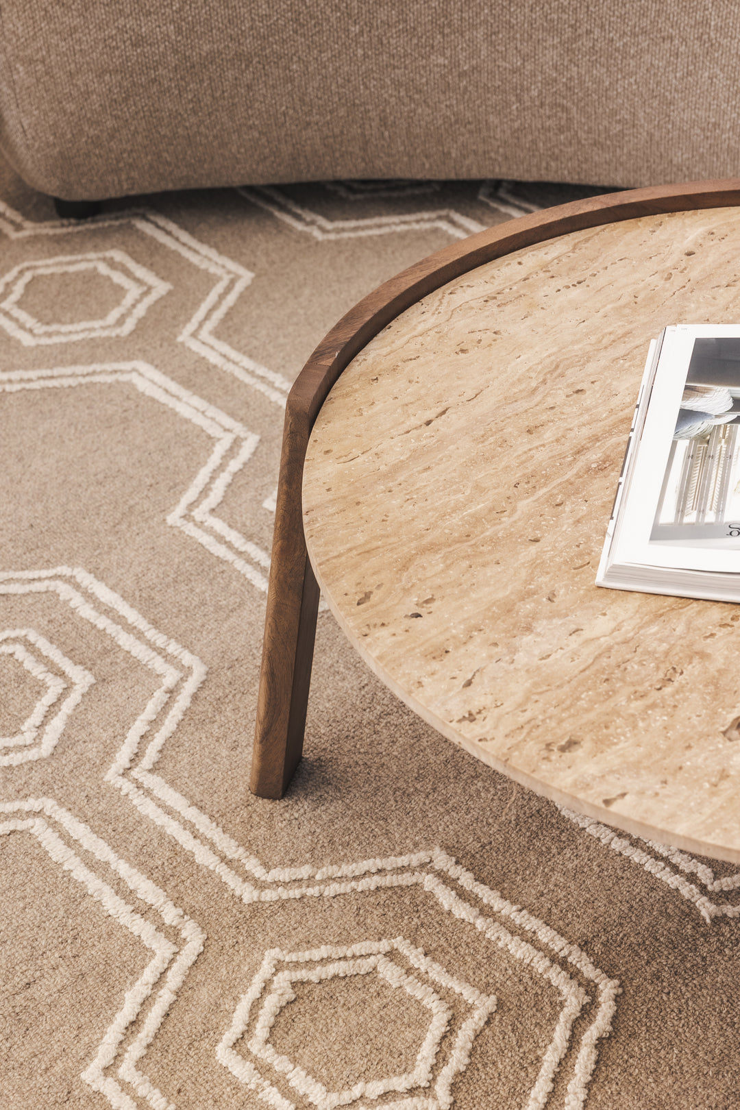 Curved Coffee Table in Travertine