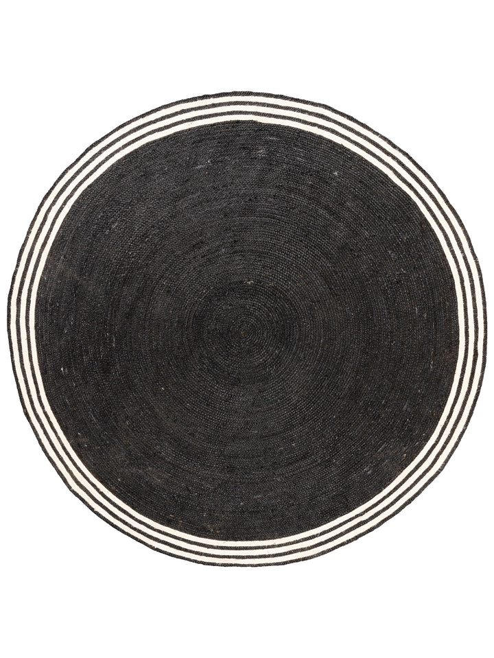French Riviera Round Rug in Noir