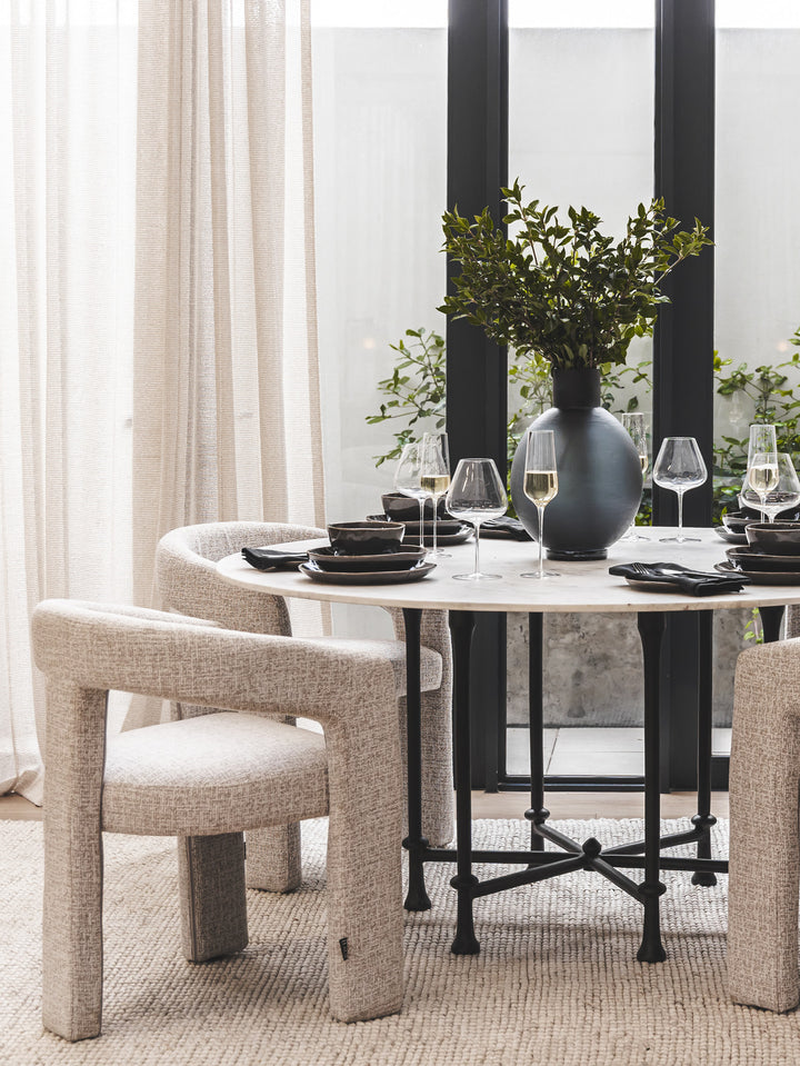 Monaco Marble Dining Table 6-Seater in Salt Rock