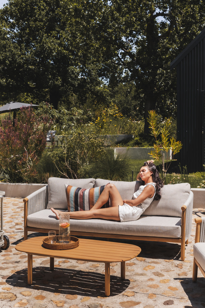 Rebecca Teak Sofa Set in Stone