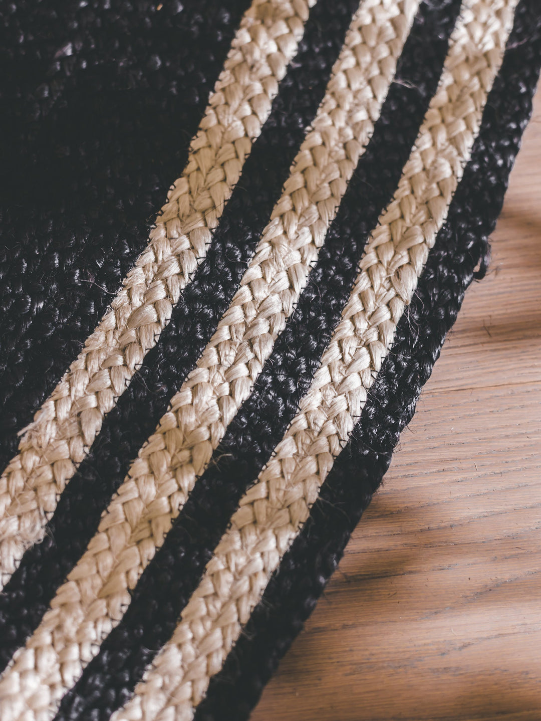 French Riviera Round Rug in Noir - Round Rug- Hertex Haus Online - Homeware