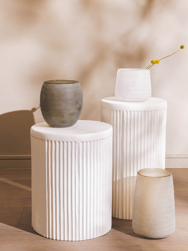 Glacier Glass Vase in Limestone - Vases- Hertex Haus Online - badge_handmade