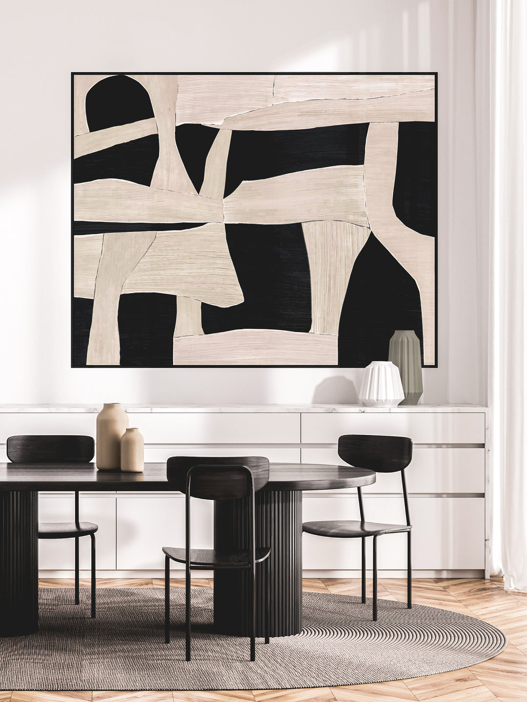 Abstract Paths Wall Art in Ebony & Ivory