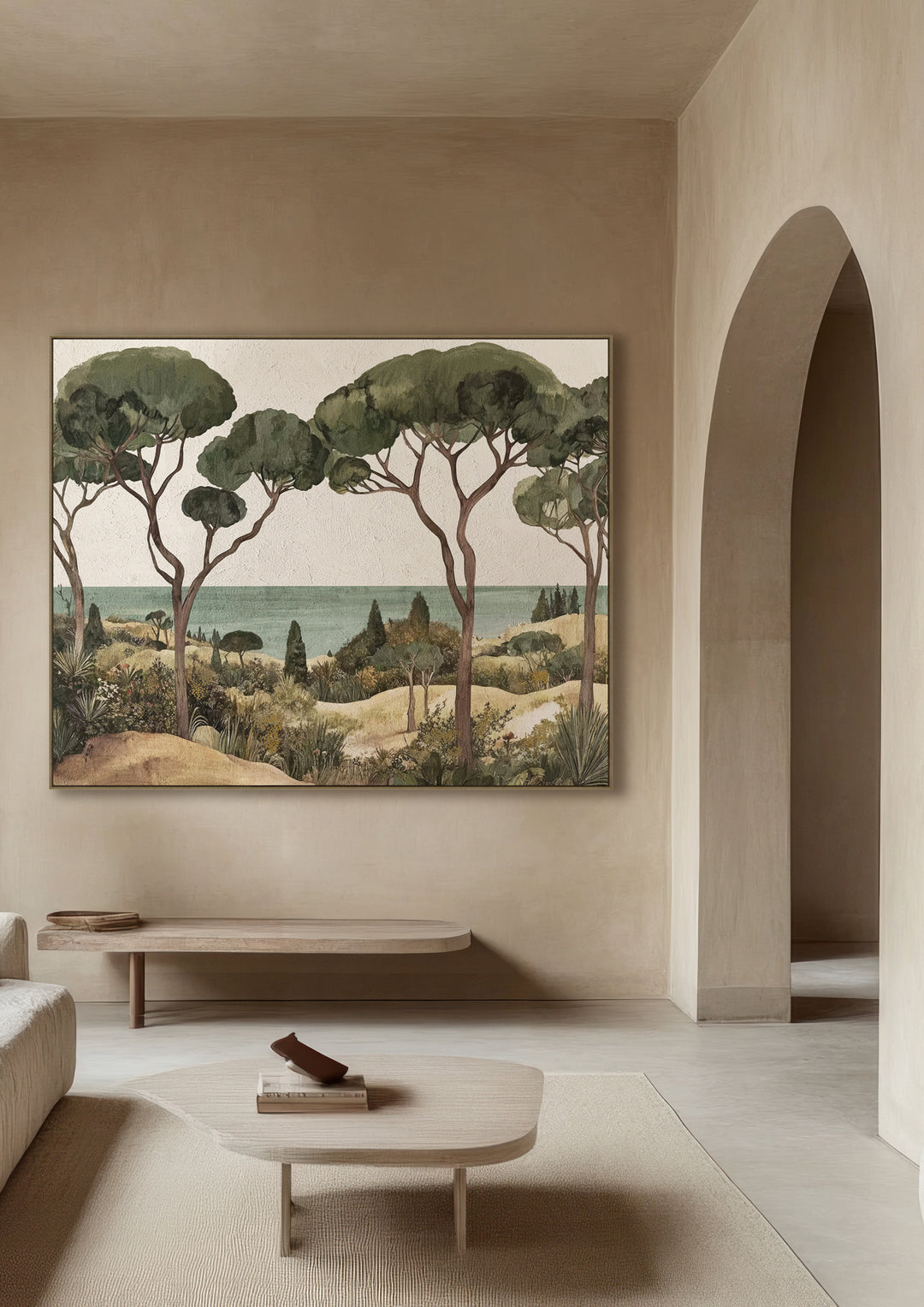Aegean Pasture Wall Art in Sepia Green