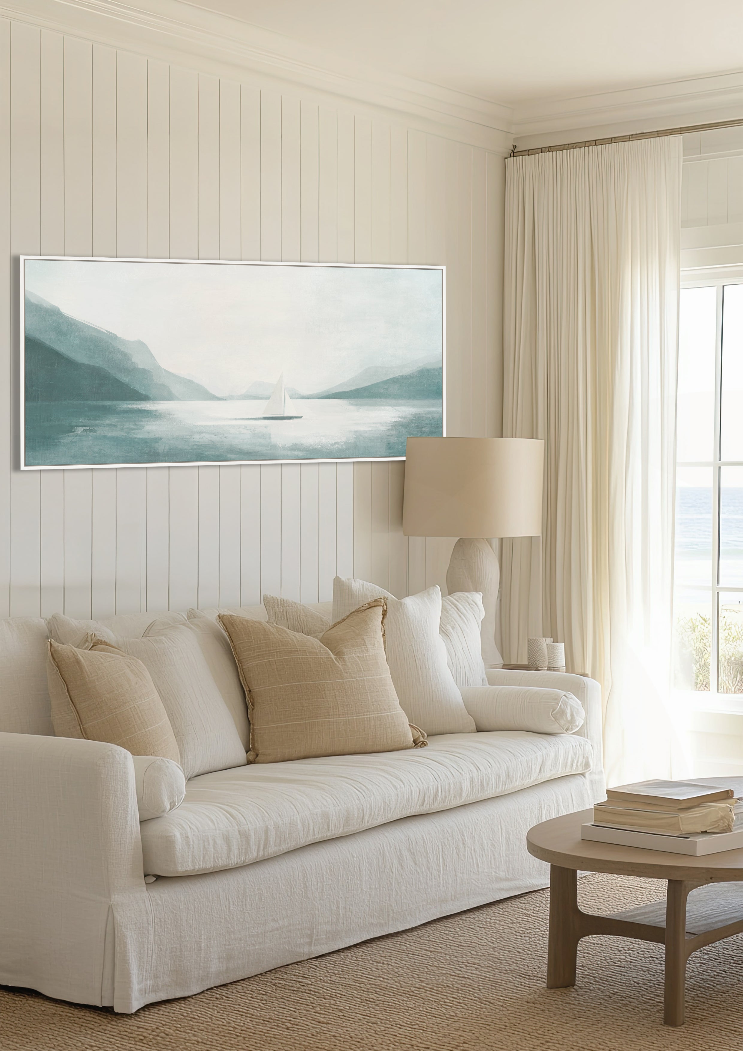 絵画 floating Alone Afloat Wall Art in Blue Drift - Hertex Haus - Hertex Haus