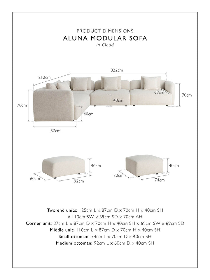 Aluna Modular Sofa Set in Cloud