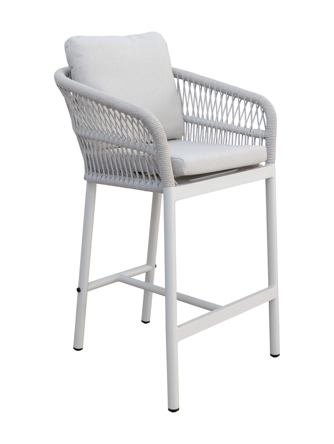 White wicker bar stool with cushion 