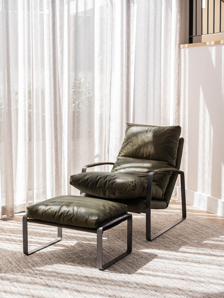 Ambassador Leather Chair Set in Evergreen