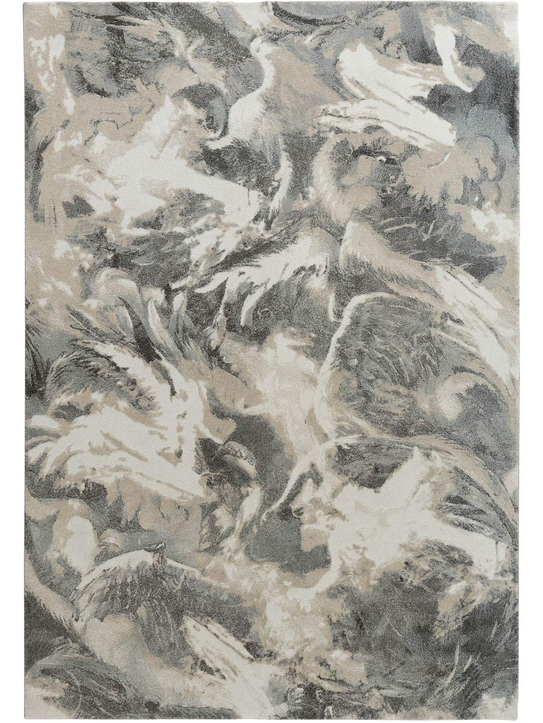 Abstract patterned rug with gray and beige tones
