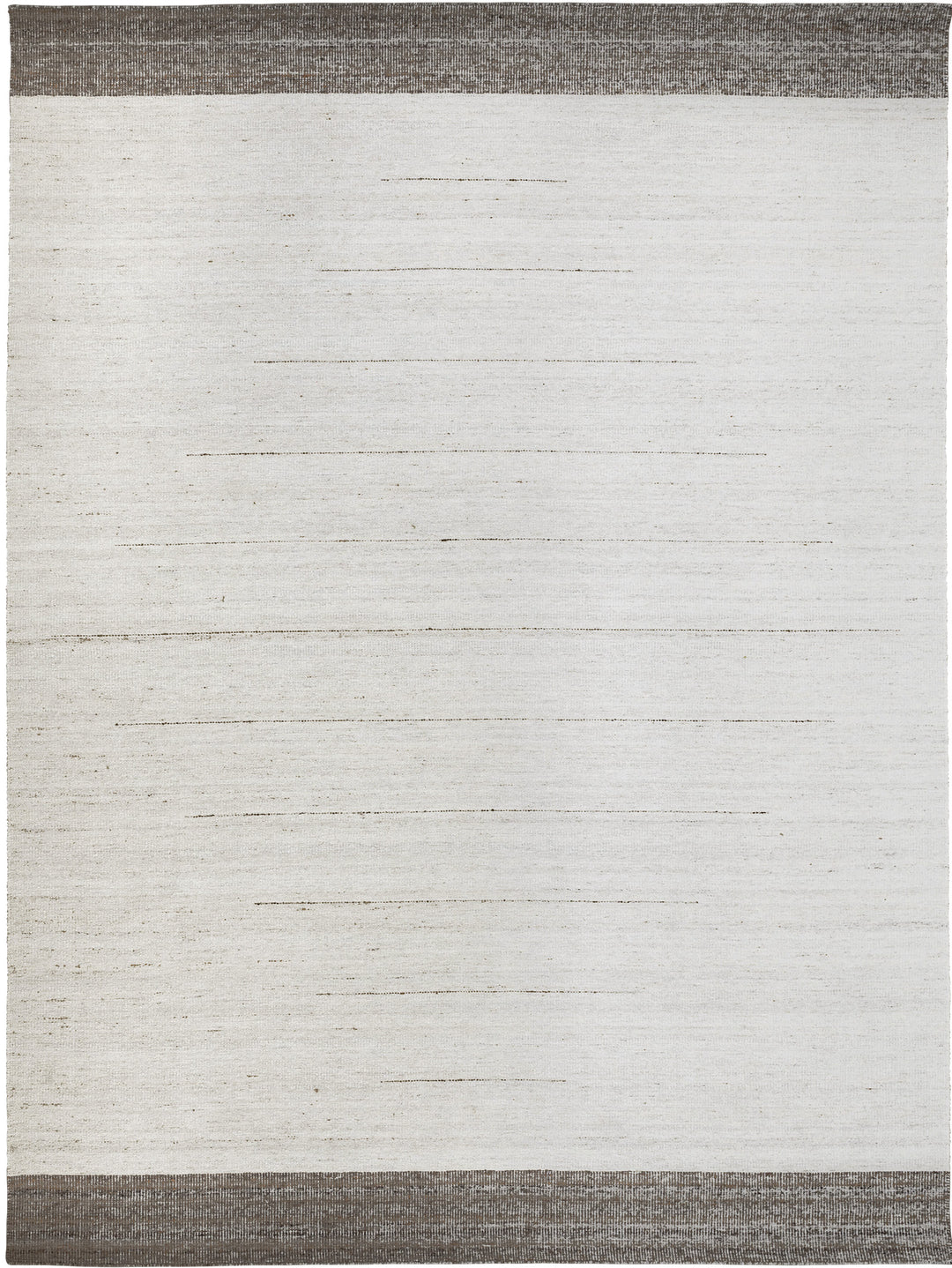 Gray and white striped rug with a two-tone design.