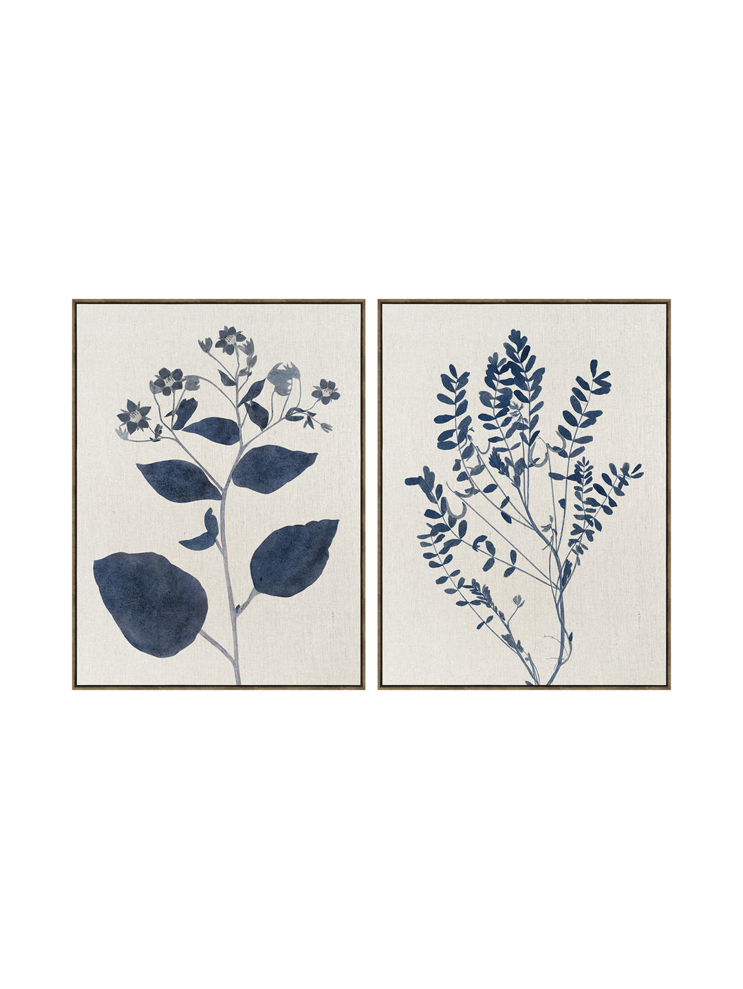 Blueprint Leaves Wall Art Set of 2 in Lino