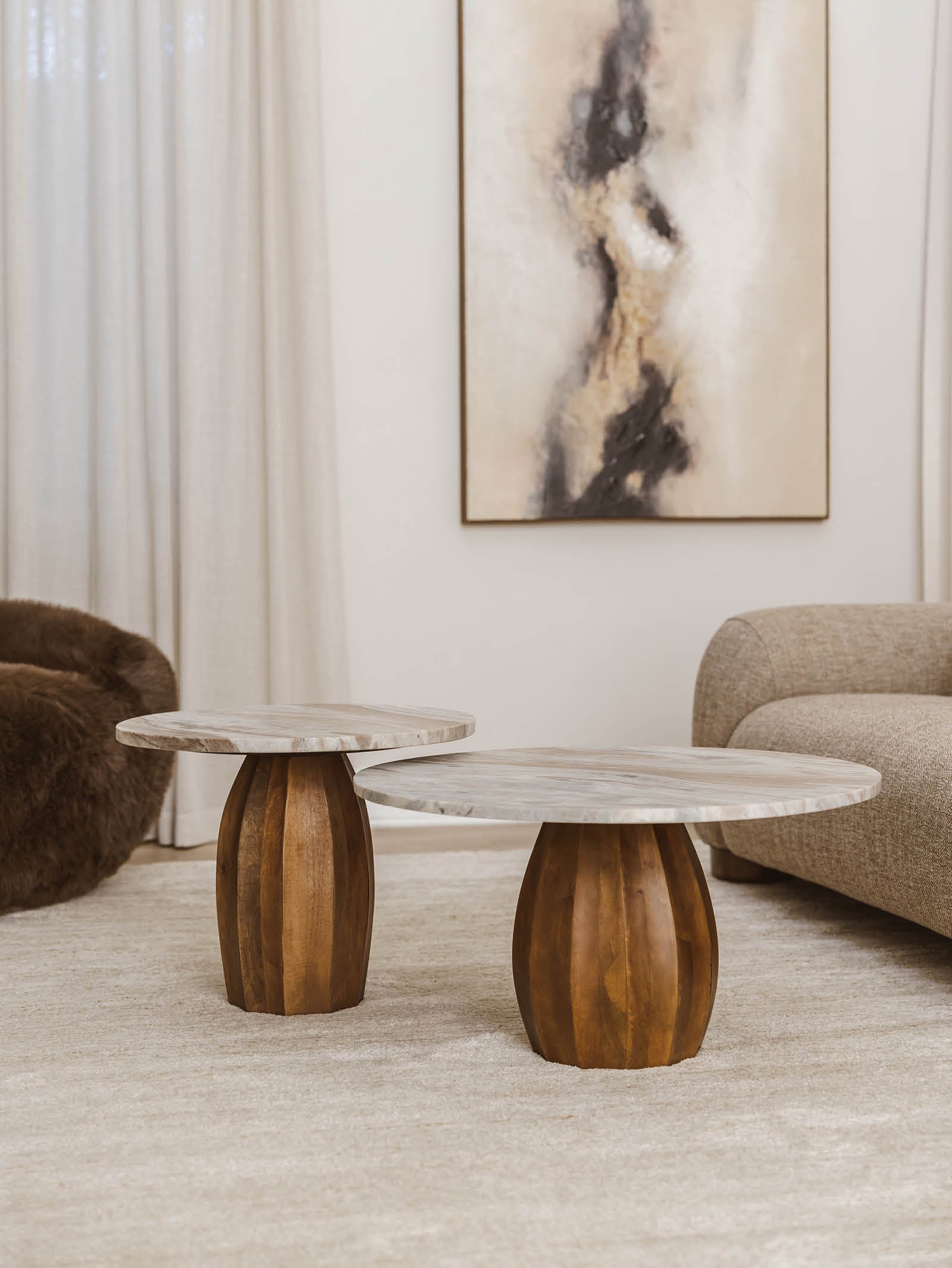 Cocomo Marble Coffee Table Set in Sunkissed - Hertex Haus