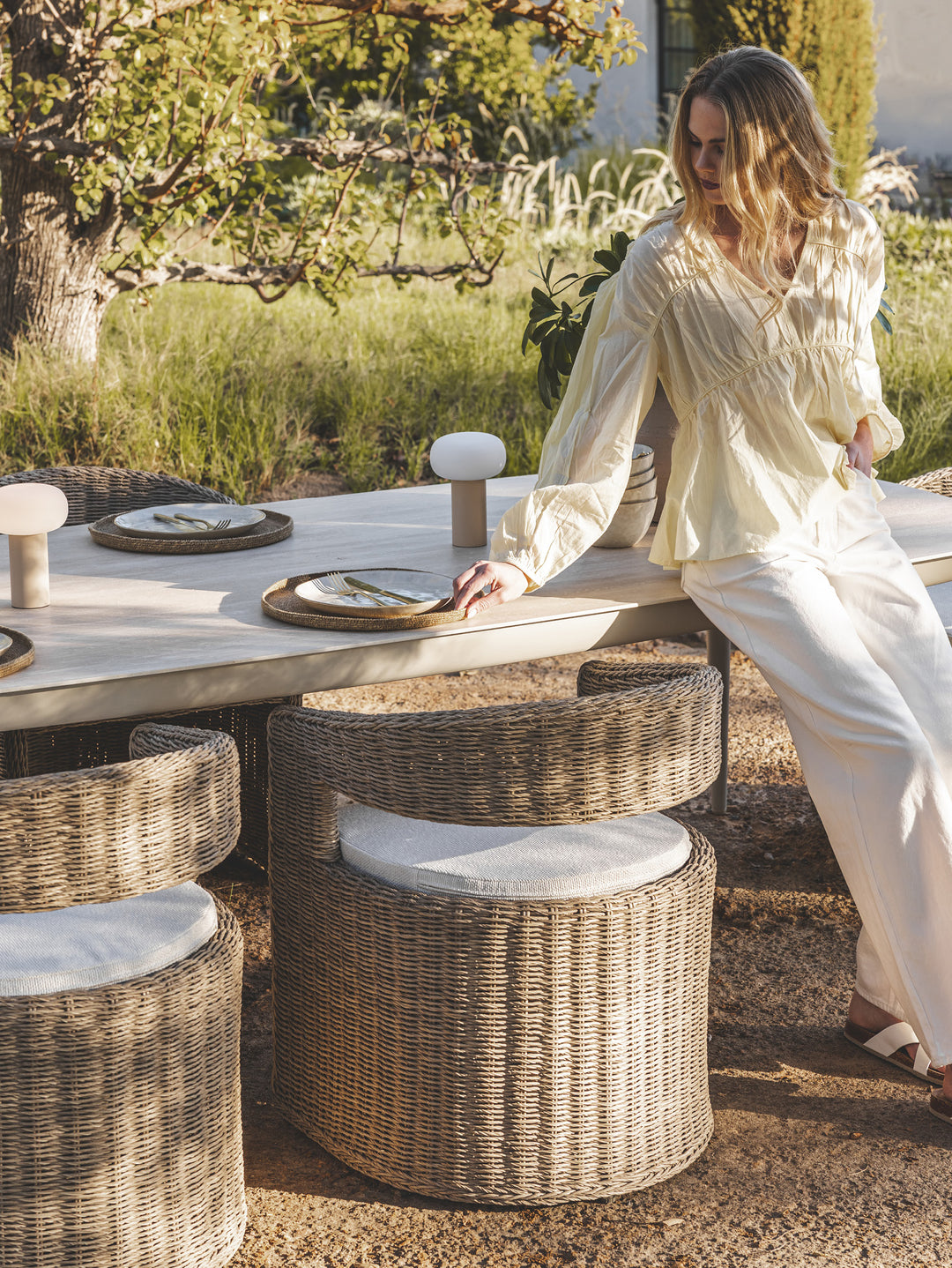 Curacao Outdoor Dining Chair in Creamed Honey