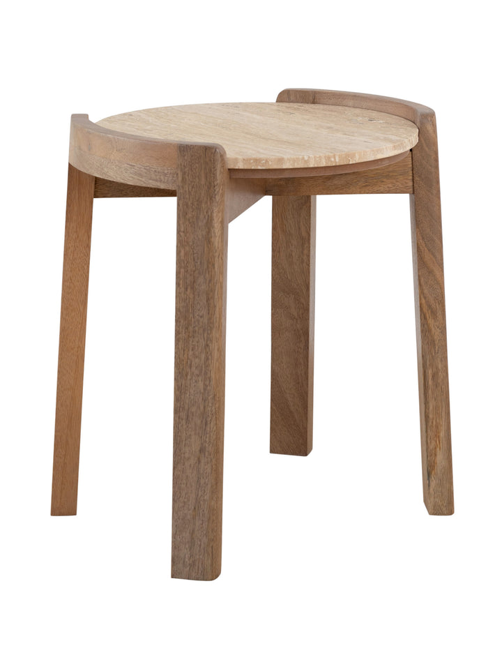 Curved Side Table in Travertine