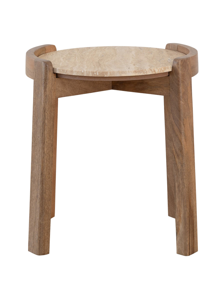 Curved Side Table in Travertine