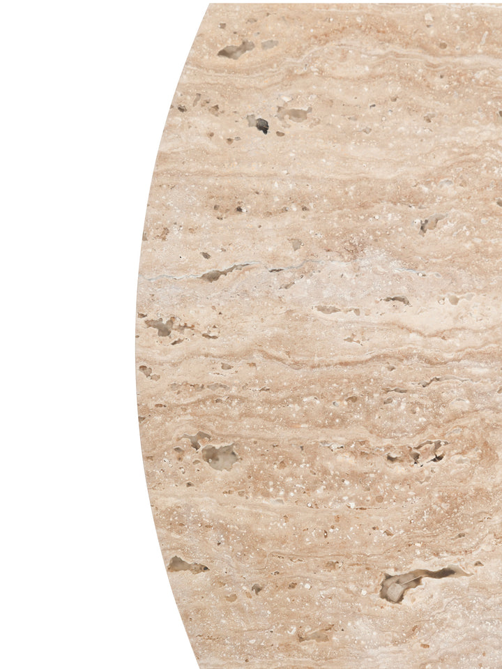 Curved Side Table in Travertine