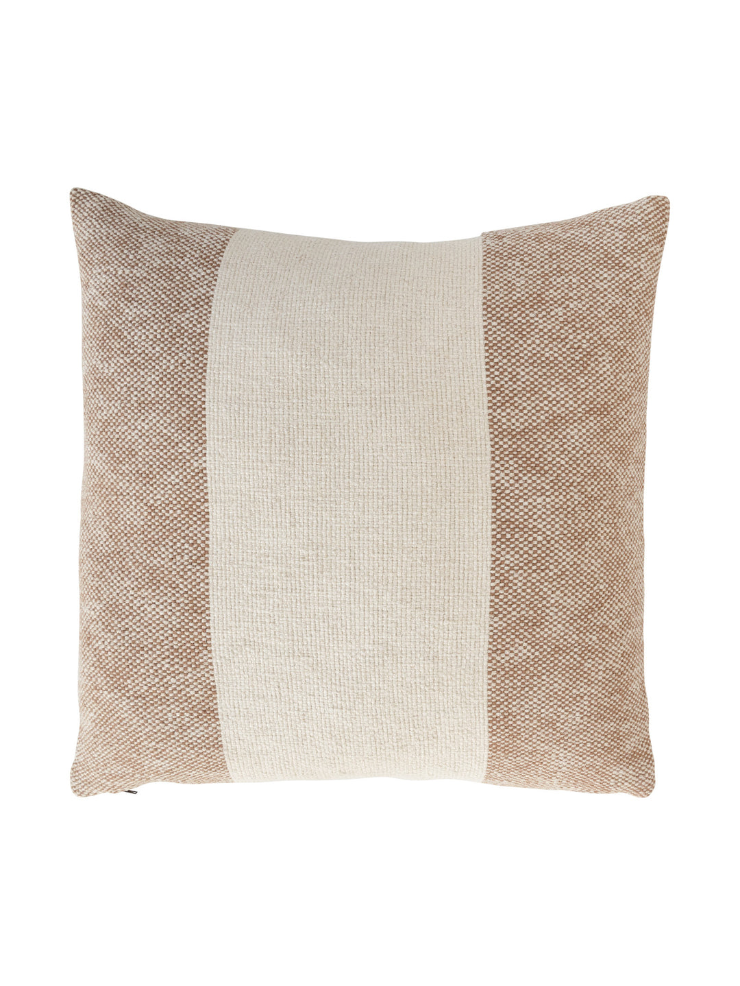 Textured scatter cushion with terracotta orange and beige stripes