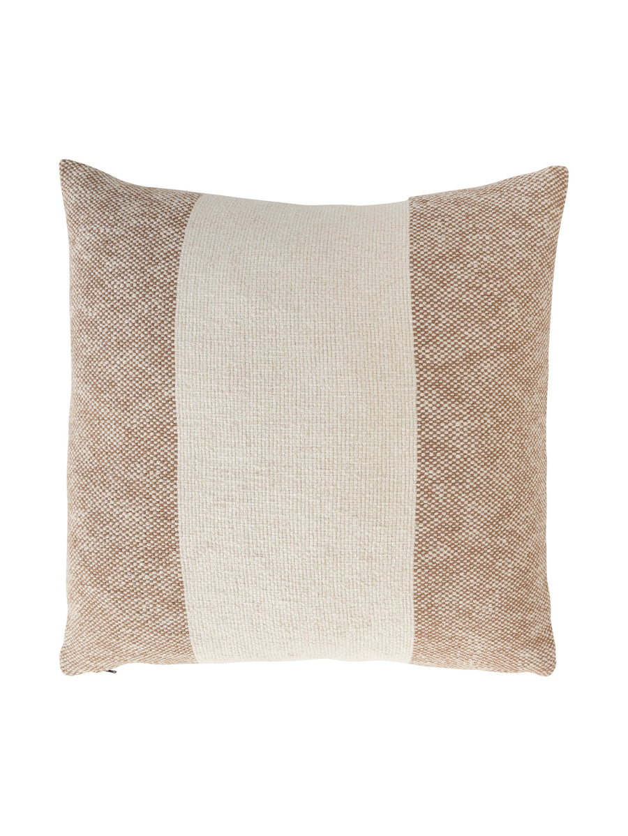 Textured scatter cushion with terracotta orange and beige stripes