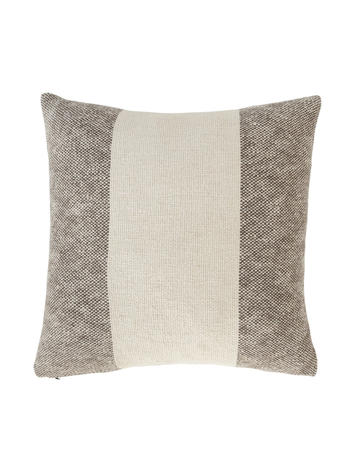 Textured scatter cushion with grey and beige stripes
