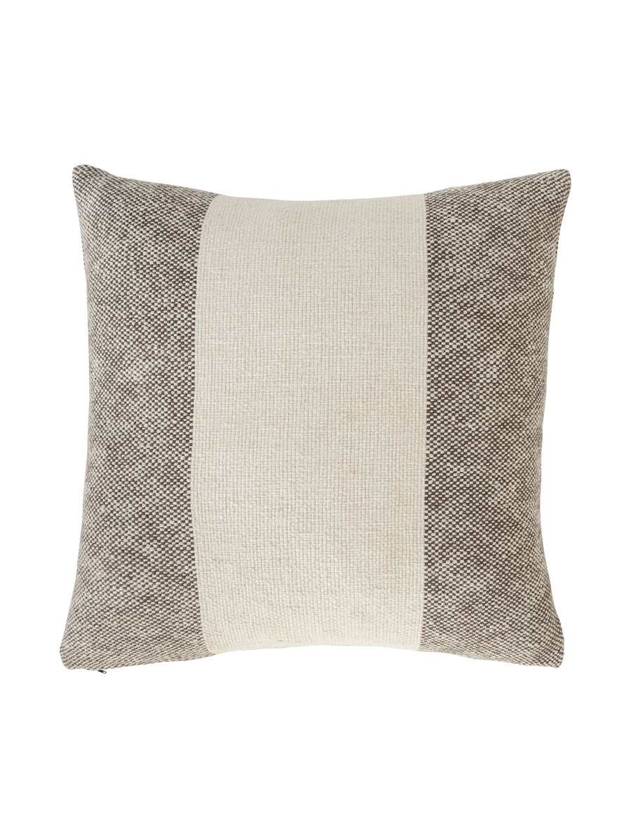 Textured scatter cushion with grey and beige stripes