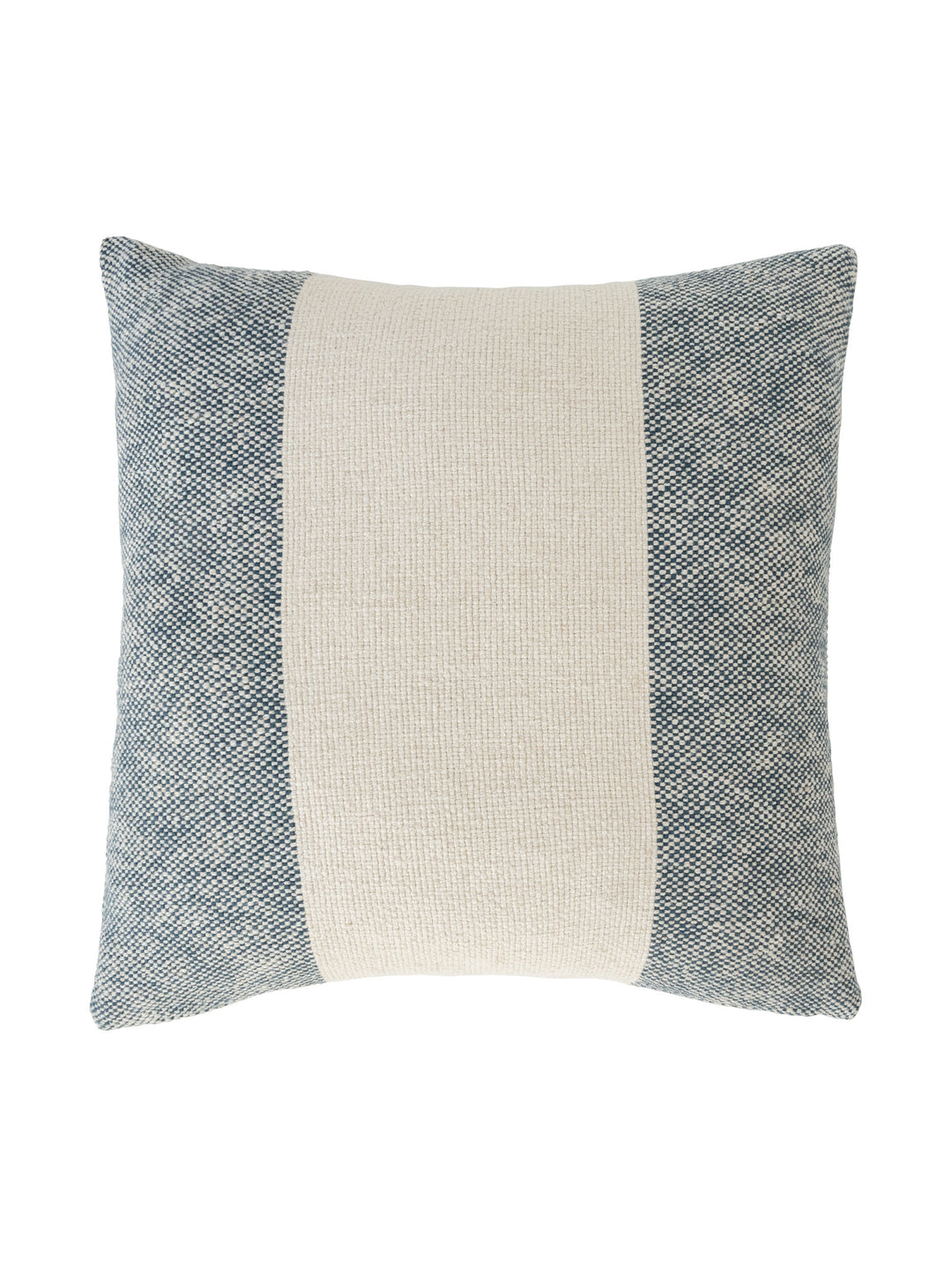 Textured scatter cushion with blue and beige stripes