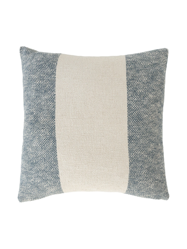Textured scatter cushion with blue and beige stripes