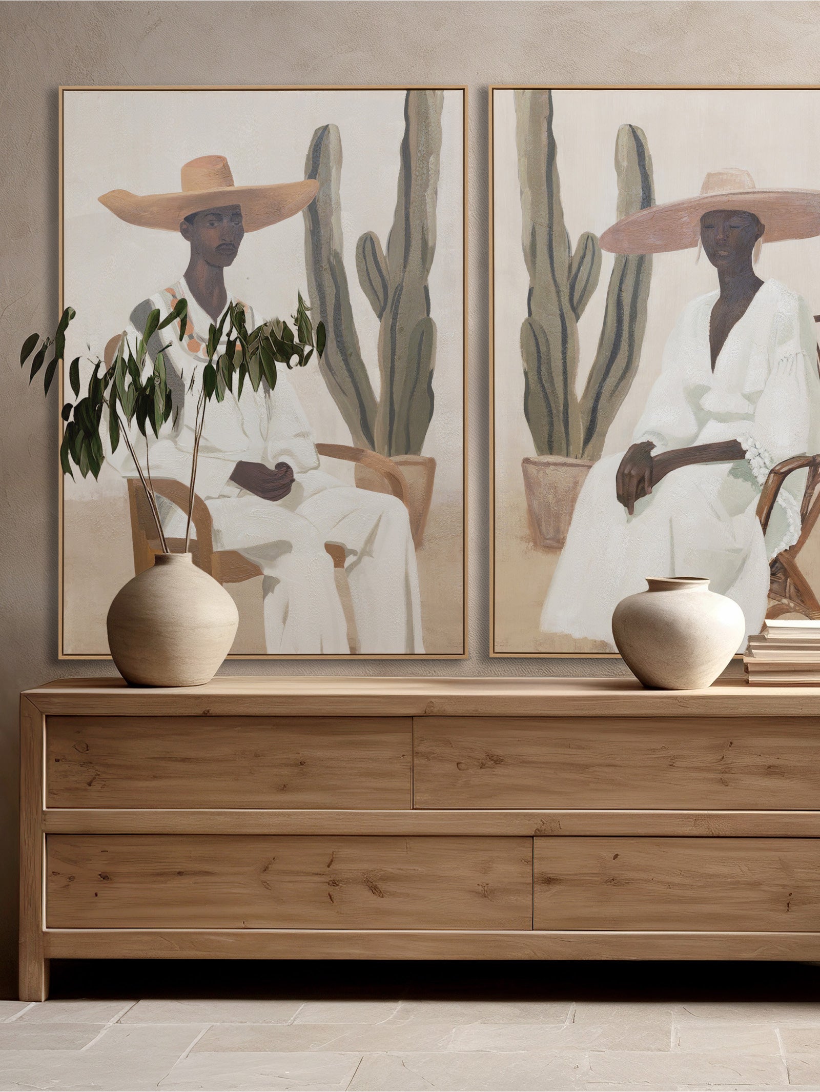 Durango & Morelia Wall Art Set of 2 in Desert Succulant - Hertex