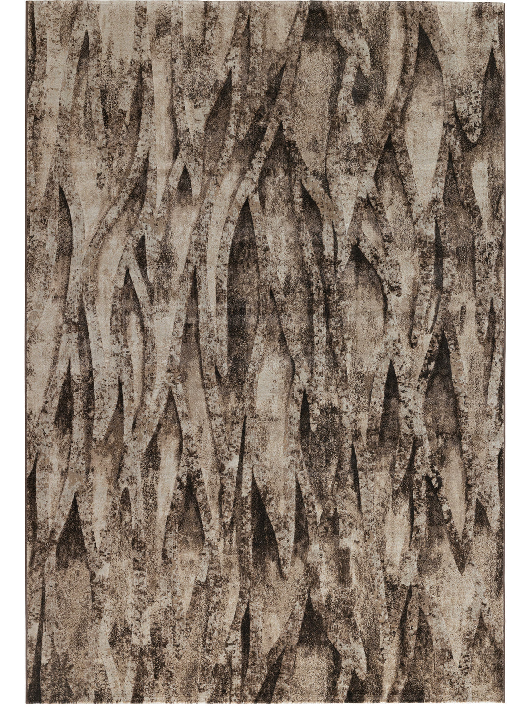 An abstract textured pattern featuring organic, flowing shapes in shades of taupe, brown, and charcoal gray, resembling bark or tree trunk textures.