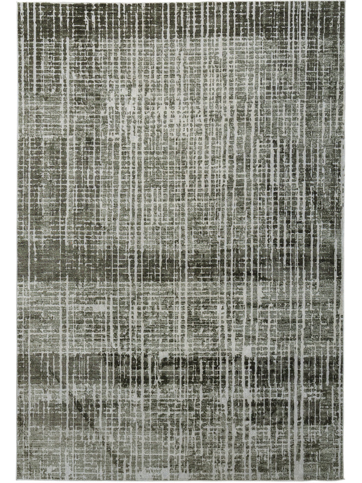 Contemporary rug with abstract pattern in green shade