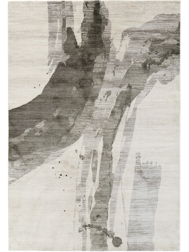 Abstract art piece with black and gray brush strokes