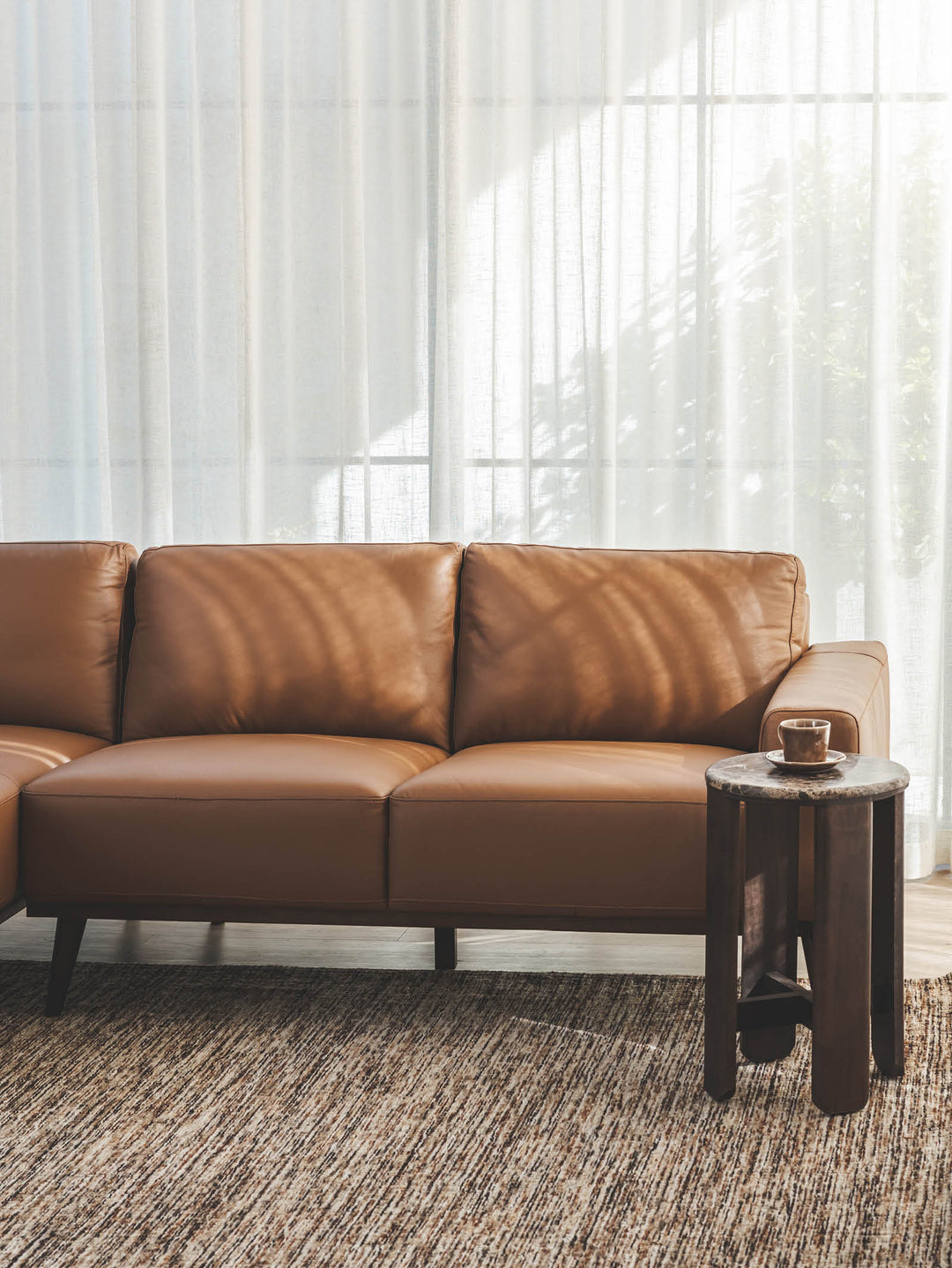 Enzo Chaise Sofa Left in Tan
