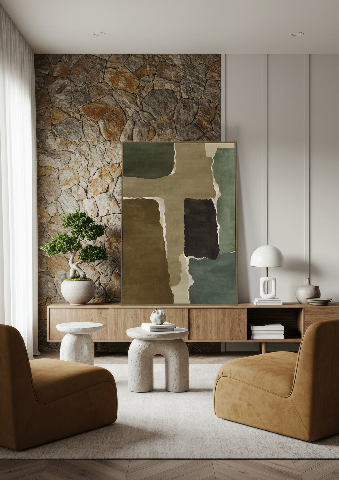 Fractured Wall Art in Moss Clay