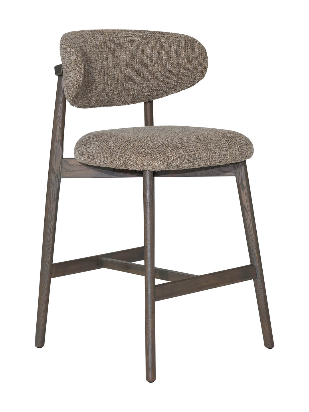 Brown upholstered chair with wooden legs