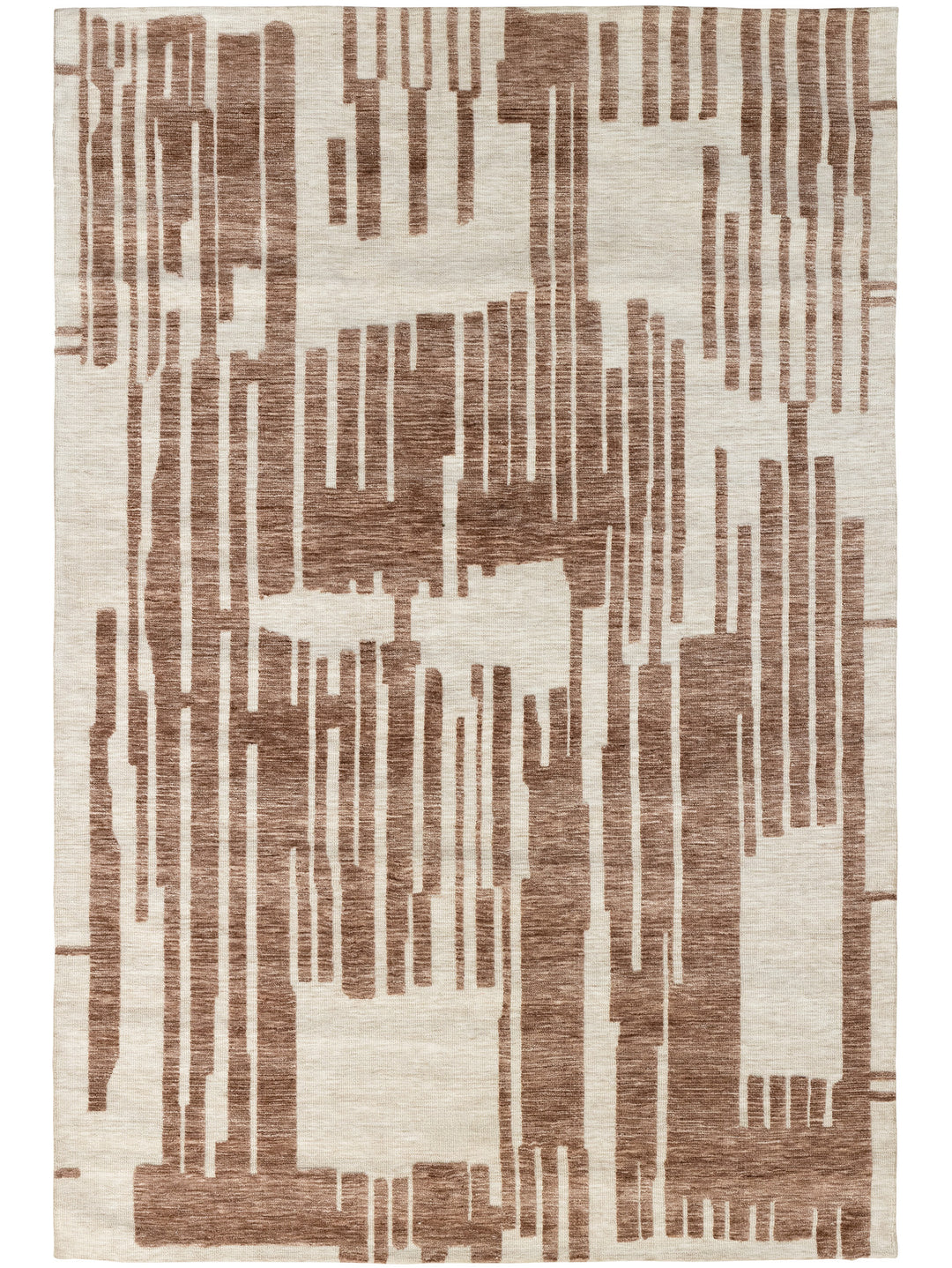 Resilient rug with modern abstract design made from polyester
