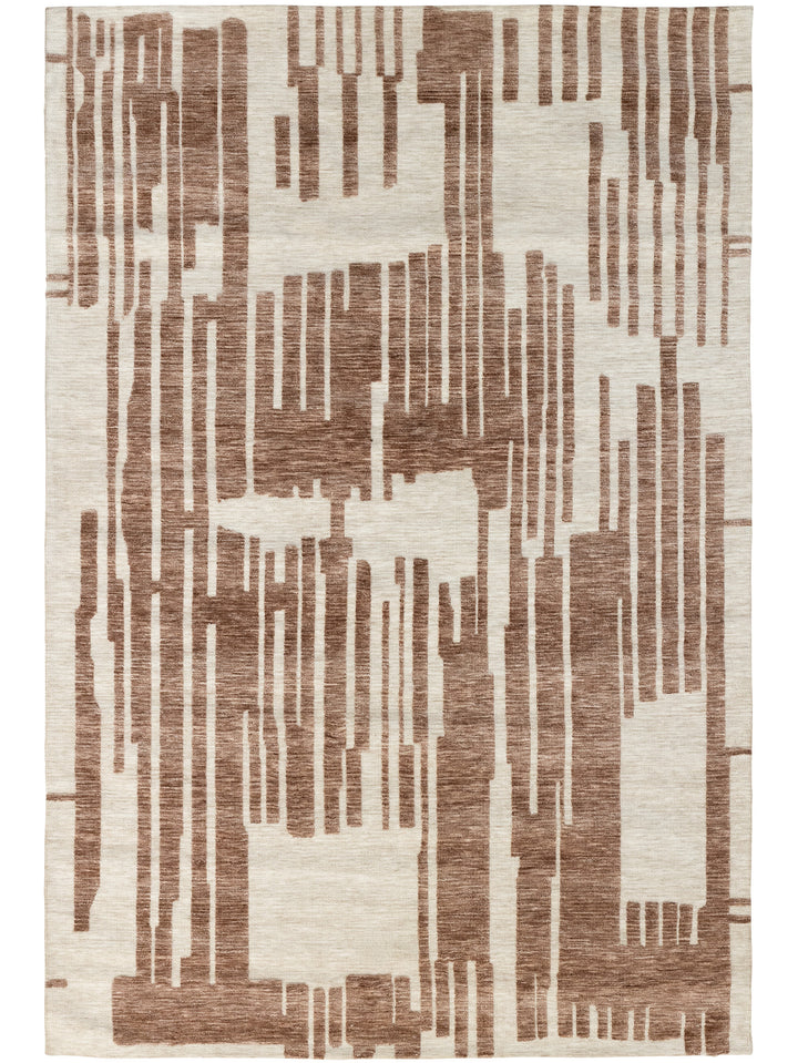 Resilient rug with modern abstract design made from polyester