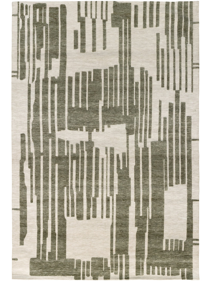 Resilient rug with modern abstract design made from polyester