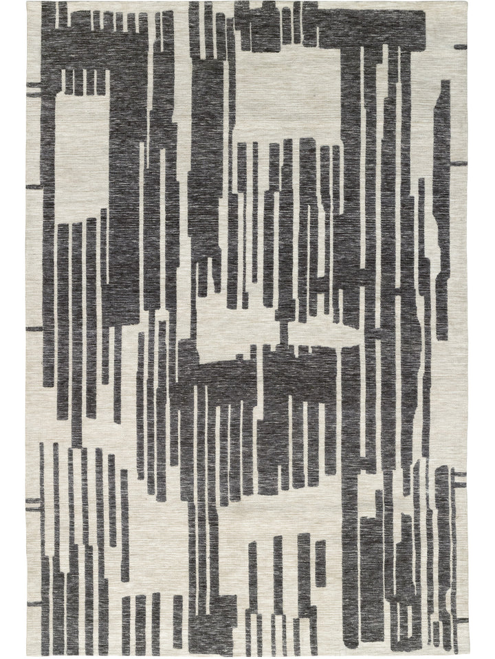 Resilient rug with modern abstract design made from polyester