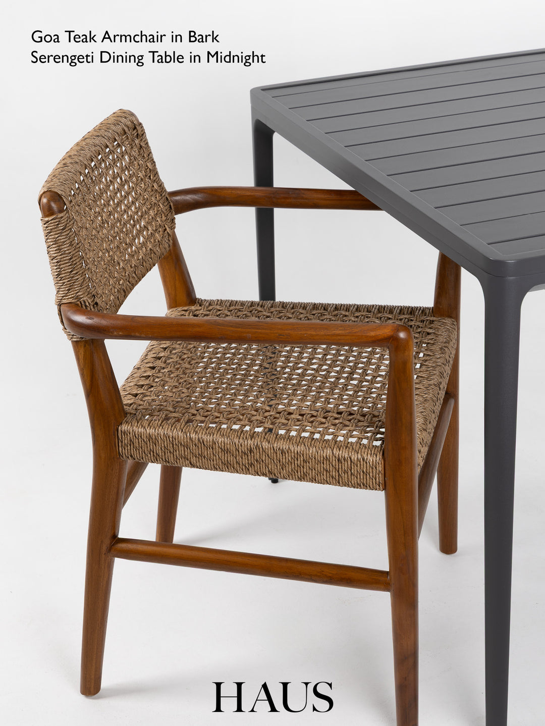 Goa Teak Dining Arm Chair in Bark