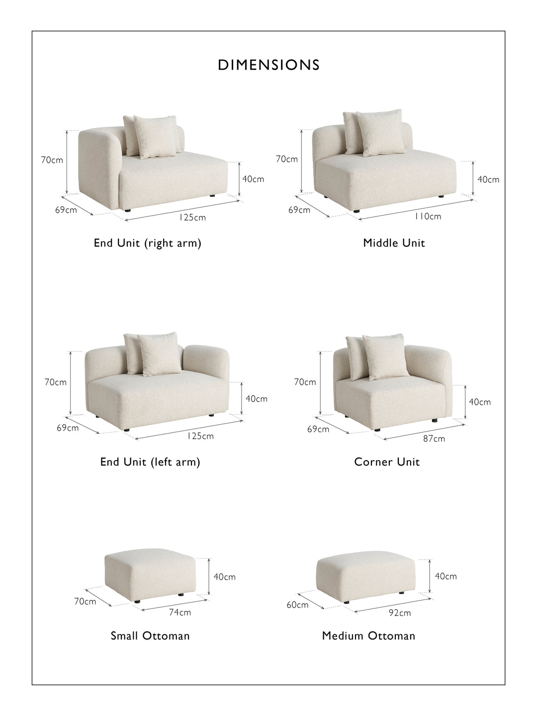 Aluna Modular Sofa Set in Cloud
