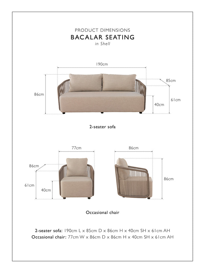Bacalar Outdoor Sofa 2-Seater in Shell