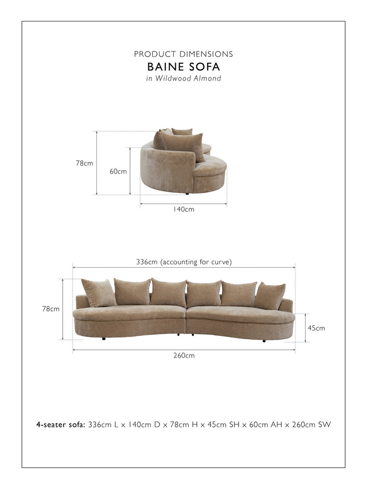 Baine 4-Seater Sofa in Wilwood Almond