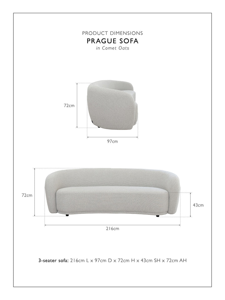 Prague Sofa 3-Seater in Comet Oats