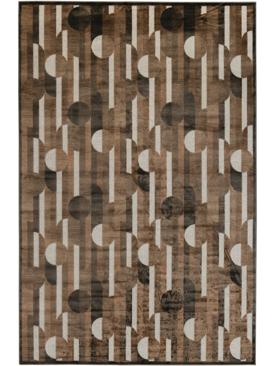 Viscose-rich rugs with retro designs and warm colour palette