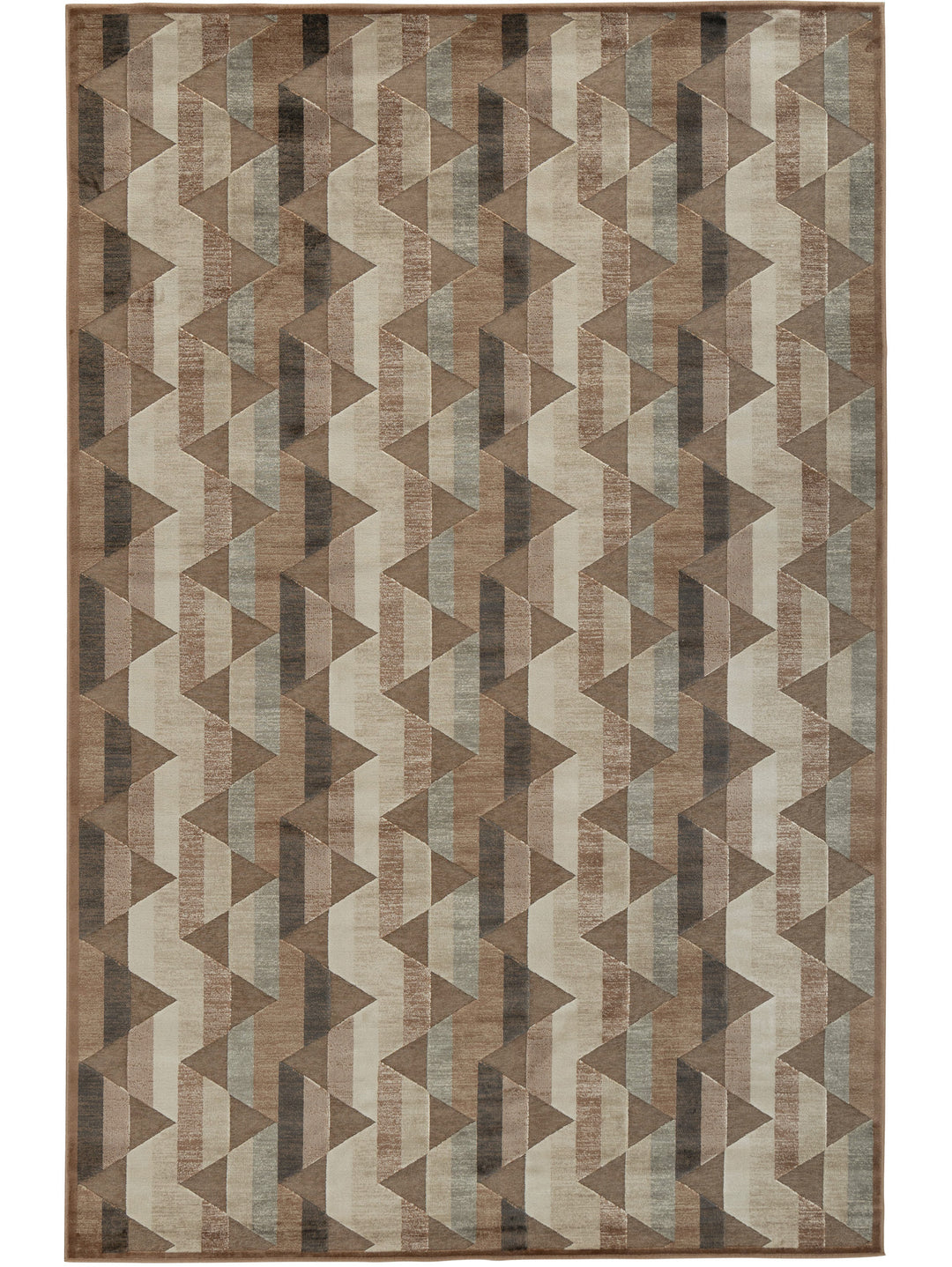 Geometric patterned rug with brown and beige colors