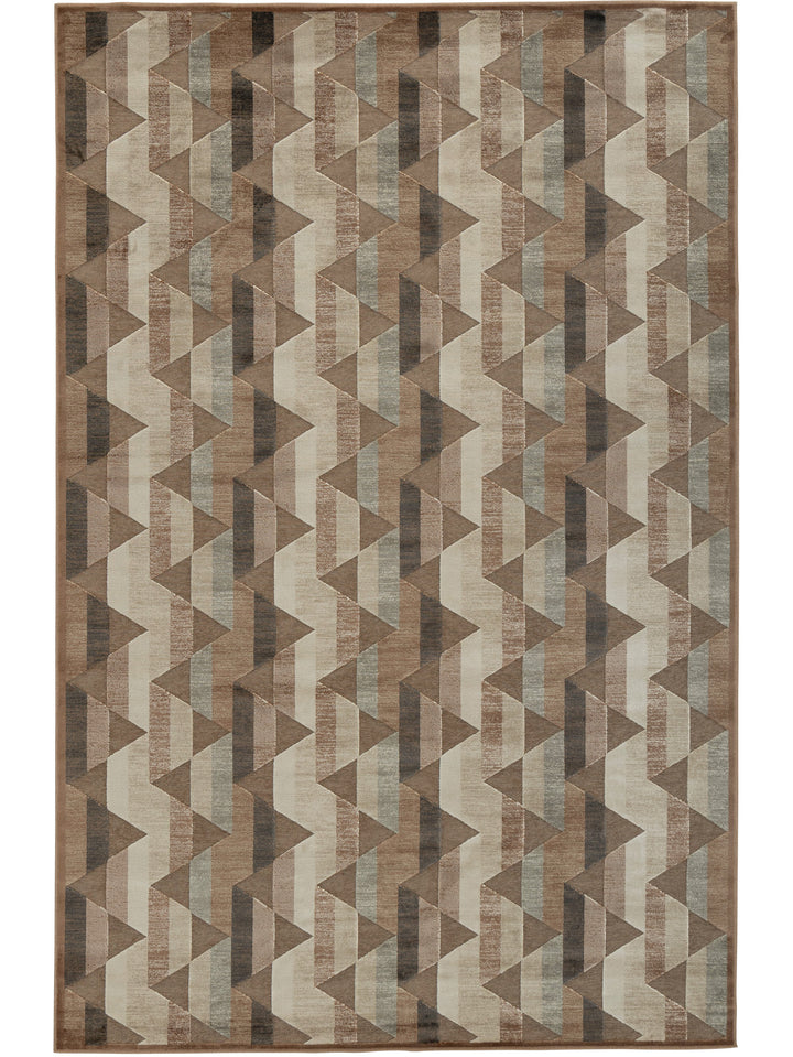 Geometric patterned rug with brown and beige colors