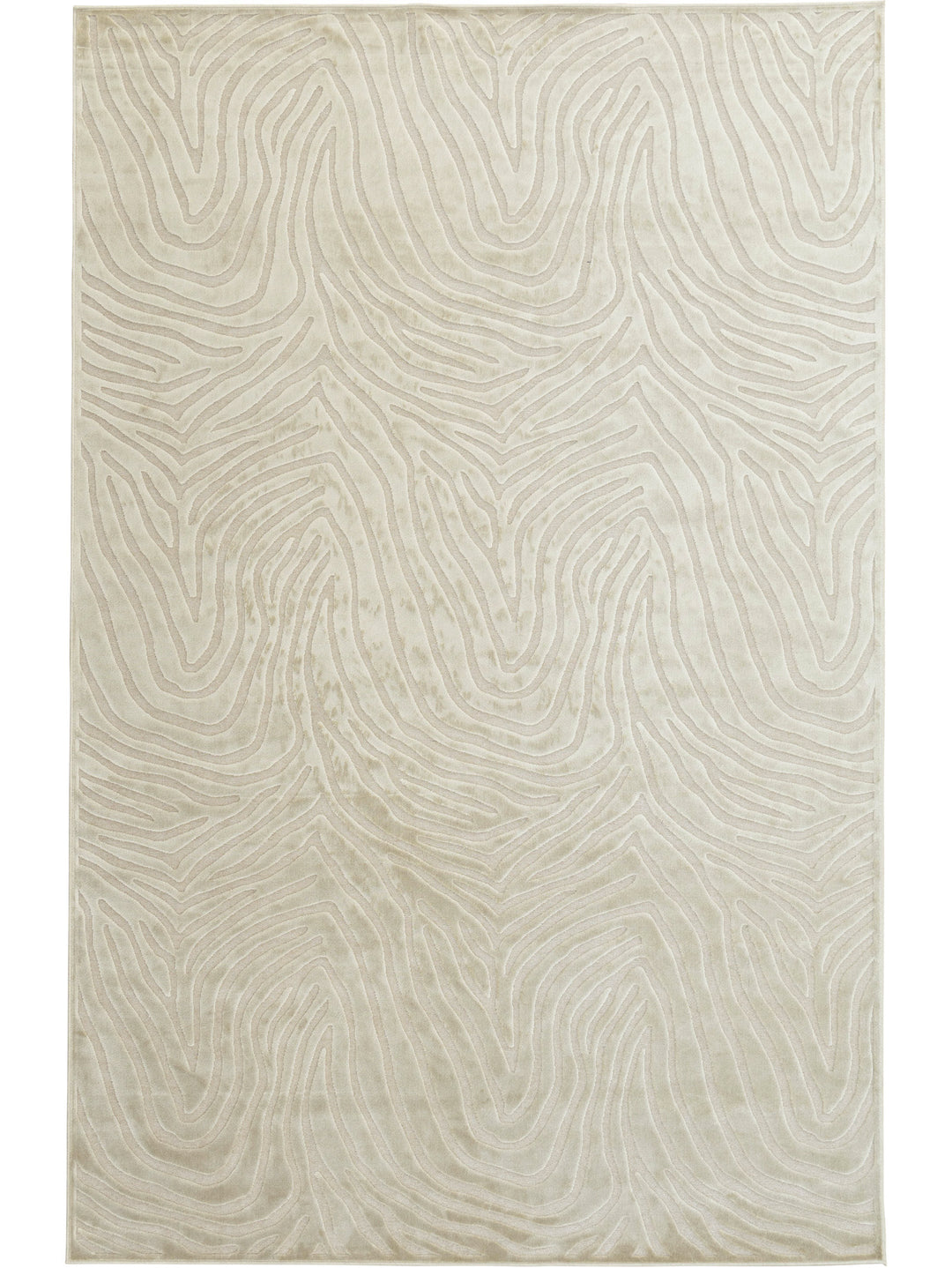 Viscose-rich rugs with modern, wave-like pattern made from viscose and polyester.