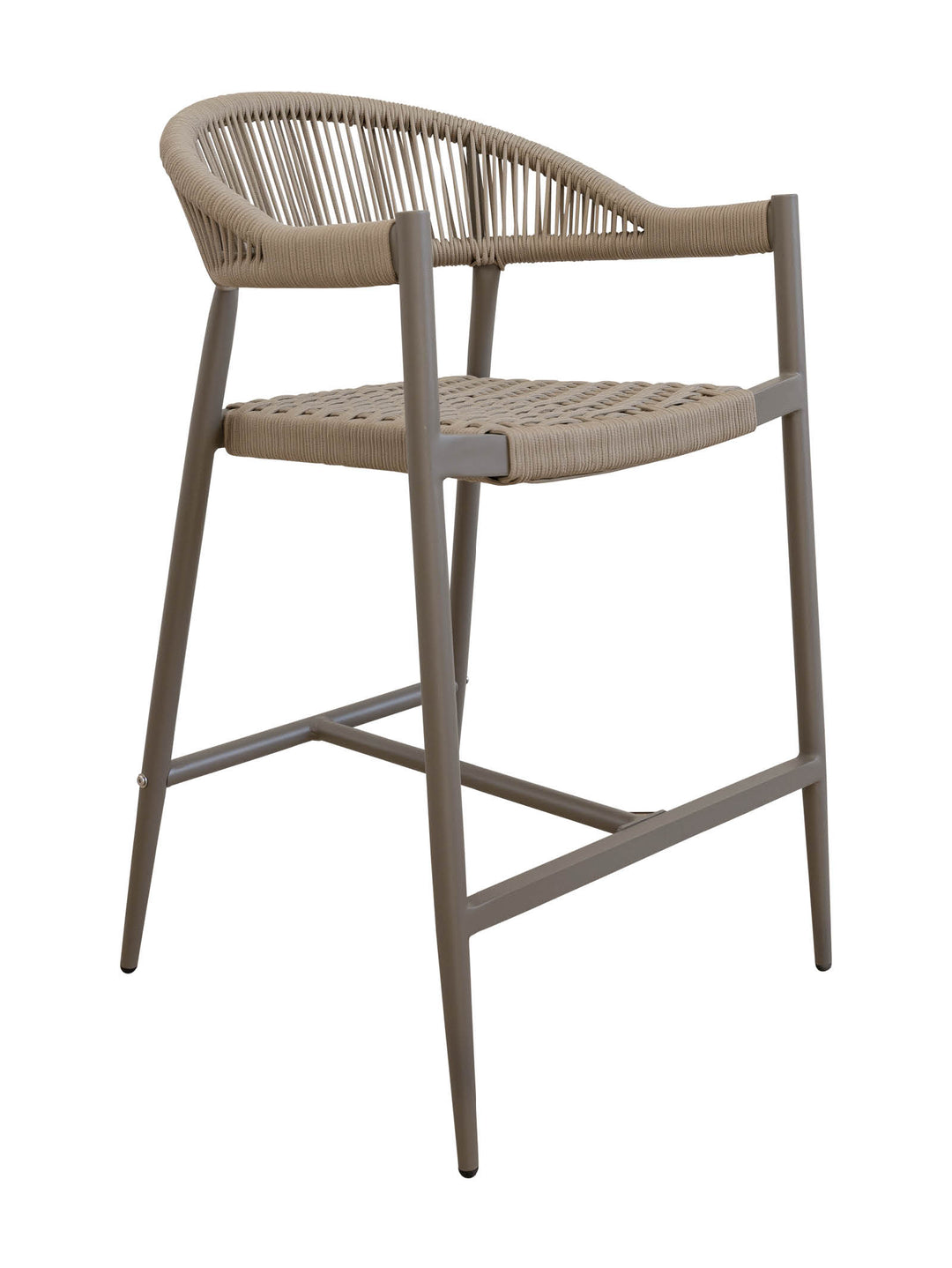 Beige bar stool with woven backrest and seat 