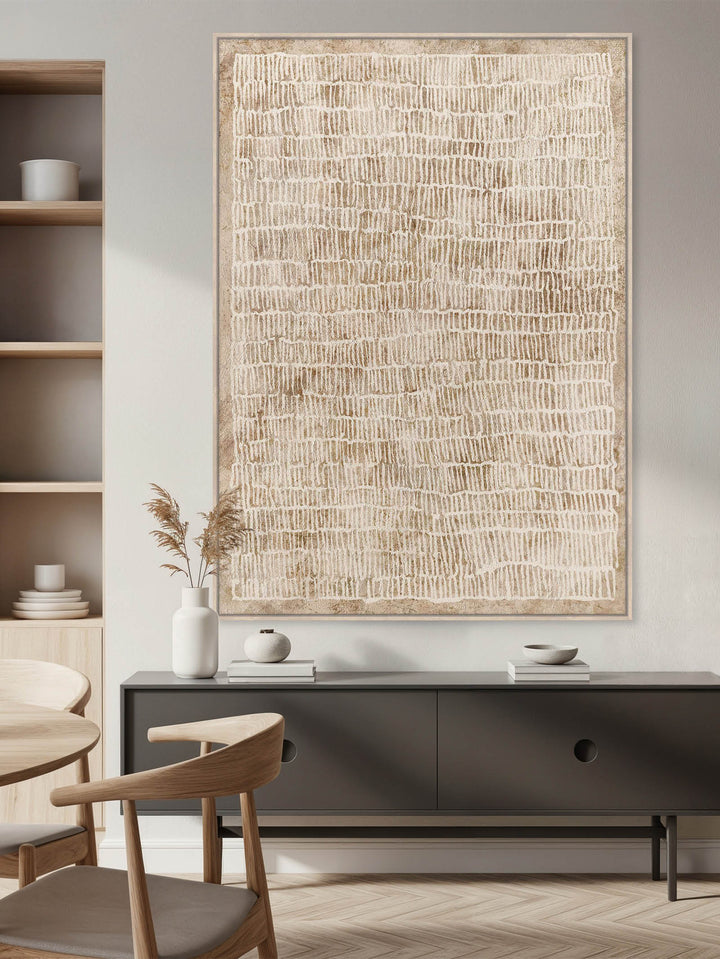 Ivory Weave Wall Art in Warm Beige