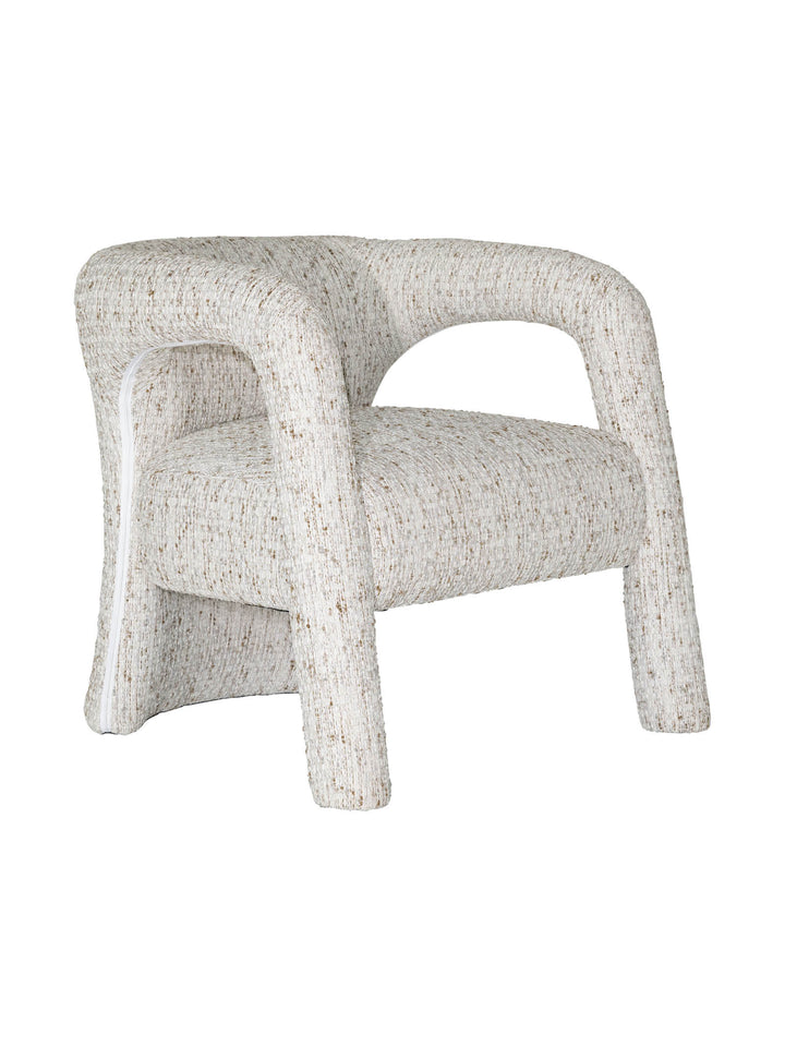 White weave-like upholstered occasional chair 